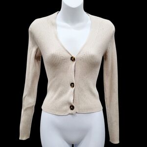 2/$20 Garage Cream Colour Buttons Down Cardigan Sweater Size: XS